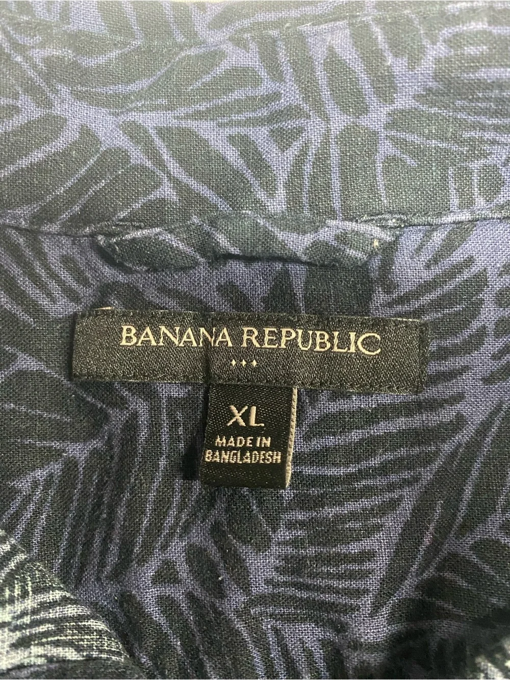 Banana Republic Navy Linen Blend Short-Sleeve Button-Up Shirt Men’s XL